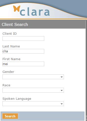 When searching for a specific client, it is recommended that you enter a partial first or last name to increase your