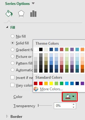 Click on the down arrow in the Color section and select a colour for