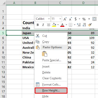 Excel 2016 Foundation Page 48 The Row Height dialog is displayed allowing you to set