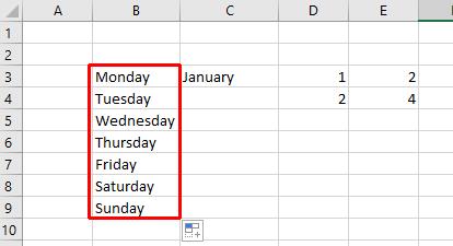 When you release the mouse button you will see that Excel has 'AutoFilled' the range you