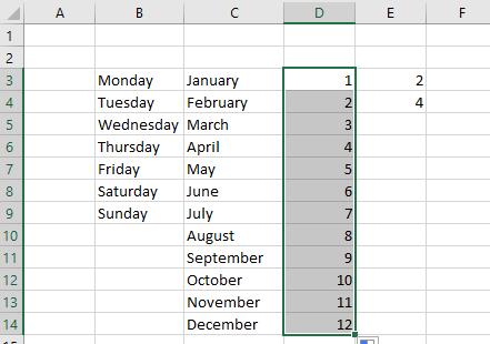 Excel 2016 Foundation Page 59 Select the cell range E3:E4.