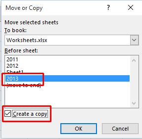As we want to copy rather than move, click on the Create a copy check box.