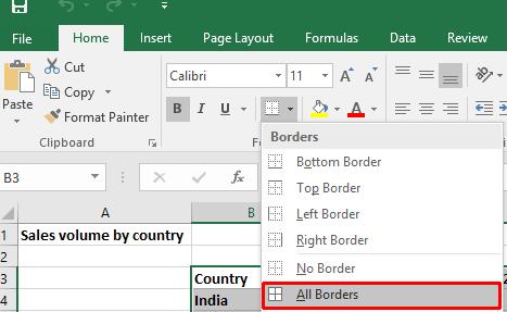 Select All Borders.