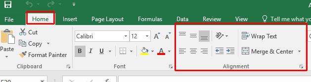 Excel 2016 Foundation Page 82 Alignment formatting within Excel 2016 Alignment options The alignment options are contained within the Alignment