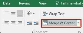 the Merge and Center icon.