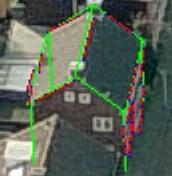 Wire frame edges (in green) and edge lines (in red) are projected to oblique images.