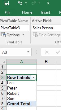 Excel 2016 Advanced Page 10 Within the Pivot Table Field List
