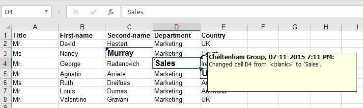 Excel 2016 Advanced Page 153 Move the mouse pointer over cell E5 and you will
