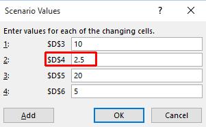 In the dialog box enter a low value, i.e. in the text box, next to $D$4.