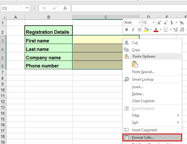 Excel 2016 Advanced Page 243 Right click over the selected cells and from the pop-up menu displayed, click on the Format