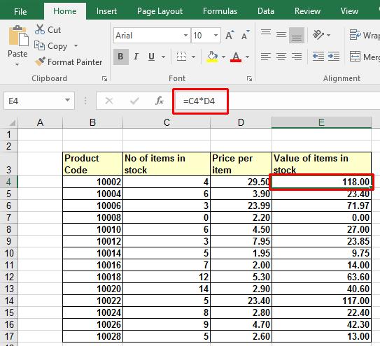 Excel 2016 Advanced Page 246 Hiding formulas Open a workbook called Hiding Formulas 01. Click on cell E4 and you will see the formula for this cell, displayed within the Formula Bar.
