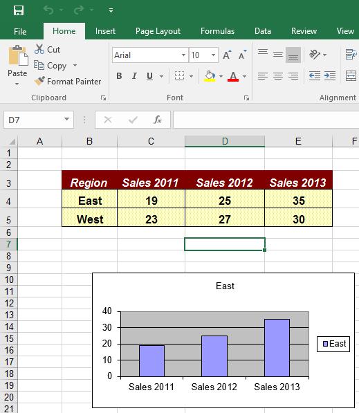 Excel 2016 Advanced Page 42 You can select a data range from your worksheet and add this to the chart.