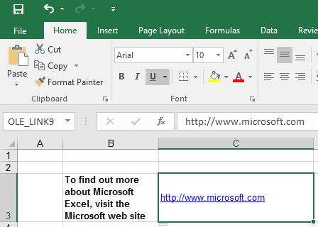 Excel 2016 Advanced Page 74 NOTE: By default, the hyperlink is underlined and displayed in a blue color.