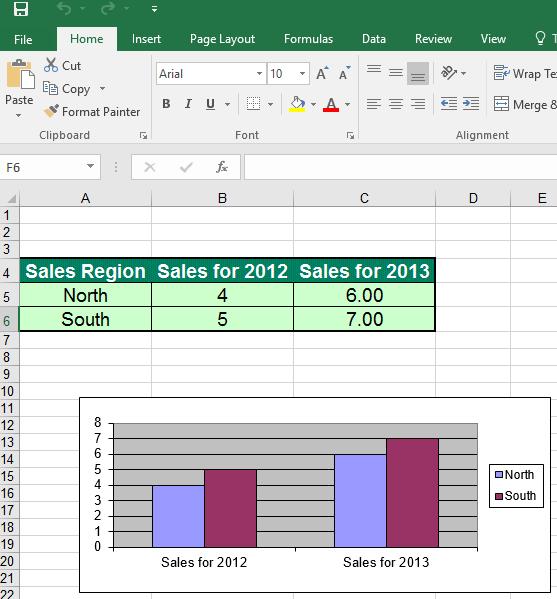 Excel 2016 Advanced Page 87 Select the chart, by clicking on the chart border. Press Ctrl+C to copy the chart to the Clipboard.