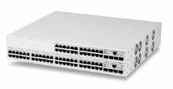 eight units high, or 384 Gigabit ports, with high-bandwidth 40Gbps stacking.