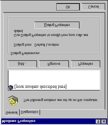 Winmodem Installation with Windows 95 and Windows 98 4. Double-click the Modems icon. 5. In the Modems Properties screen, you should see a description for your modem.