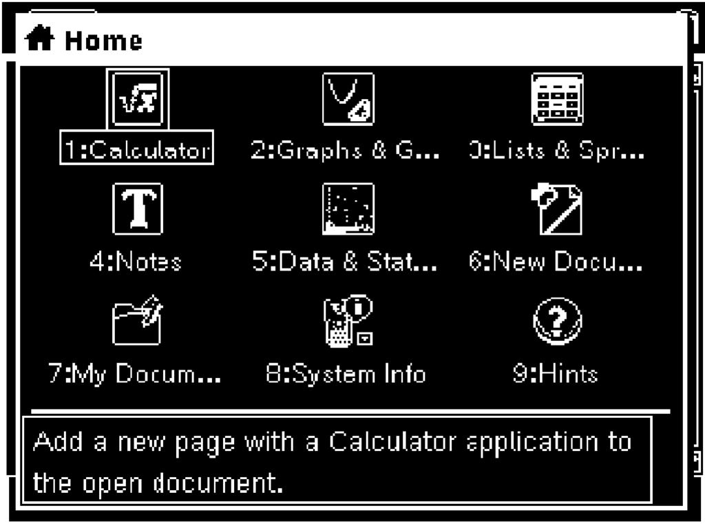 screen. From here you can 1. Open/insert a Calculator application. 2.
