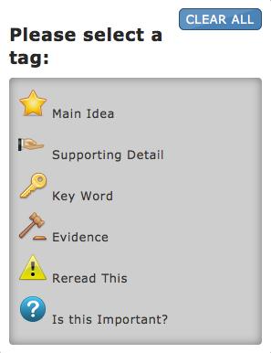 The student can insert multiple tags in a test passage, and each tag