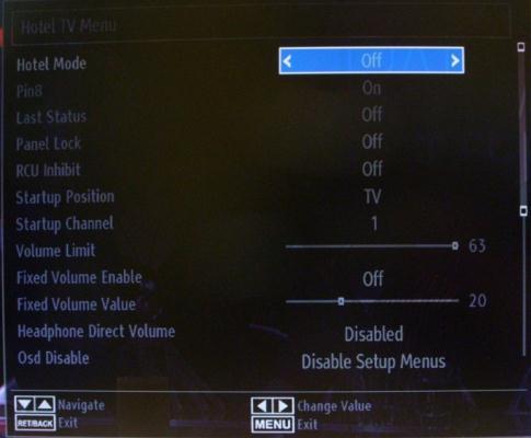 Disable the Hotel TV mode To access the setup menu you should press the RC5 SETUP key and then press the Home/Menu button.
