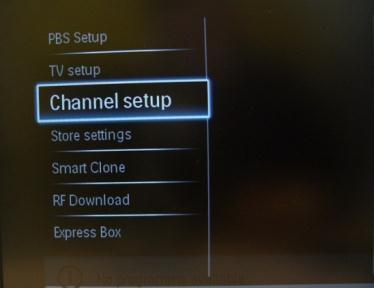 5. Channel options a. Reordering channels For reordering TV channels, the channel plan from the Professional Settings menu must be used.