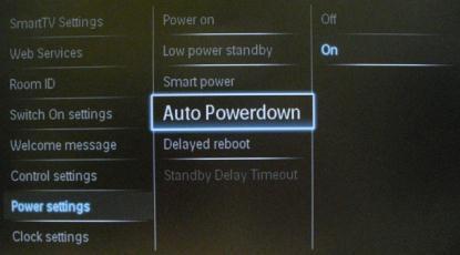The power on function allows the TV to enter a specific mode ([On], [Standby], or [Last status]) of operation when the mains power is activated (cold start): [On]: The TV will always turn on (show