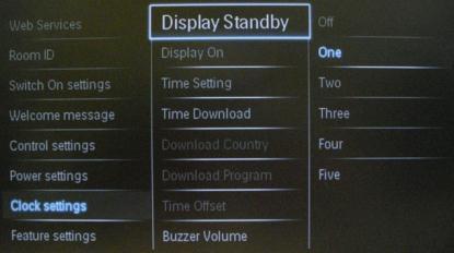 LCD backlight if the TV is in Standby mode: [Set]: Off, 1, 2,