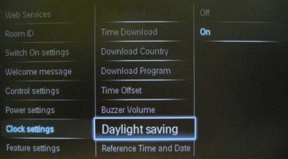 [Buzzer Volume] Alarm (buzzer): [Set]: Off, On [Daylight saving] Set the Daylight saving options: