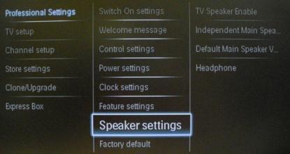 [Speaker settings] [TV Speaker Enable] [Off]: The main speakers are muted.