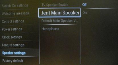 [Independent Main Speakers] [Off]: The volume +/- on the Guest remote control will affect both the TV Main speaker and the