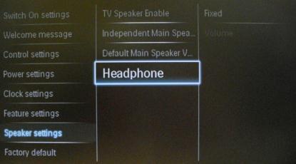 Main Speakers Volume] This option defines the volume level that will be set to the main speakers when the TV is unmuted