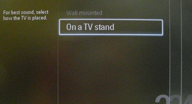 The next step is to select Wall mounted or On a TV stand.
