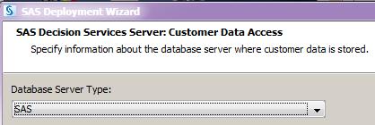 This dialog box is used to specify the type of database server that will be used to store the user, audit log, and customer data.