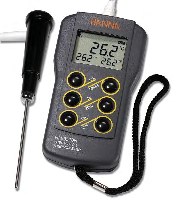 11 HI 93510 HI 93510N Thermistor Thermometers Waterproof with Interchangeable s Ideal for Lab and Field Use HI 93510 is a high performance, waterproof thermometer tailor-made for lab and field use.