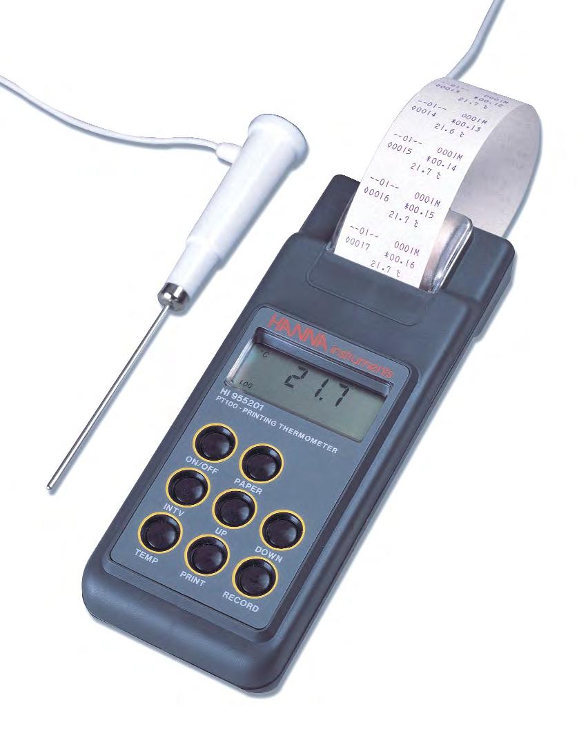 HI 955201 HI 955202 Pt100 Printing Thermometer with up to 2 s 11 High Range, High It is often desirable to print and measure temperature in the higher ranges without having to compromise high