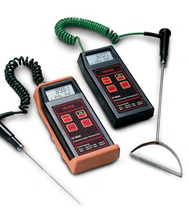 Economical Instruments with Advanced Features HI 9043 is a hand-held thermometer that uses a K-type probe together with an advanced microprocessor to deliver temperature measurements in a wide range.