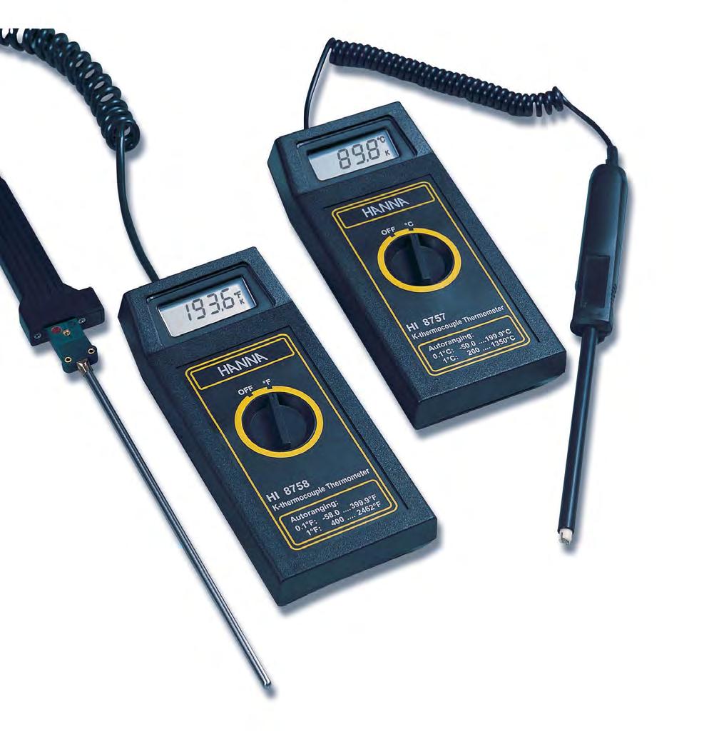 11 HI 8757 HI 8758 K-Type Thermocouple Thermometers for Education Ideal Teaching Tool for Teachers and Students K-type thermocouple probes are among the most widely used probes for high range