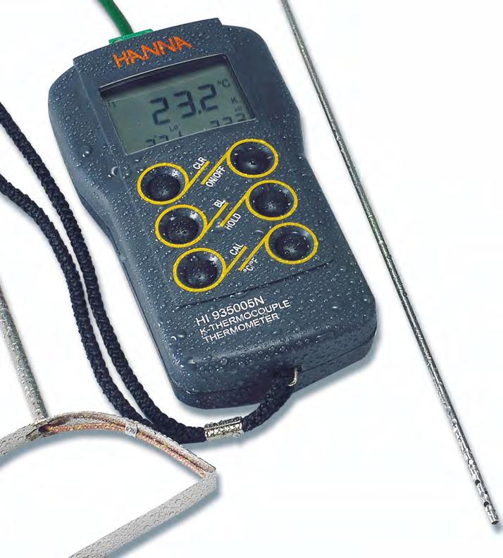 Thermometers with Extended battery Life HI 935005 is a hand-held waterproof thermometer that uses a K-type sensor together with an advanced microprocessor to deliver accurate temperature measurement