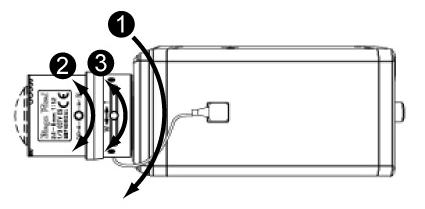 Install the hardware and connect all cables A. Mounting the lens to the camera a) Mount the lens by turning it clockwise on the camera until it stops.