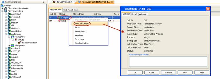 Multiple stub recoveries are submitted to the Job Controller as one job called a Persistent Recovery job. 3.