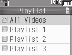 Playing Video 1 % S Media S Videos 2 My Videos S Memory Card or Phone Memory Video Playlists Window All Videos 4 Select file Video Playback Window 5 $ S Playback stops