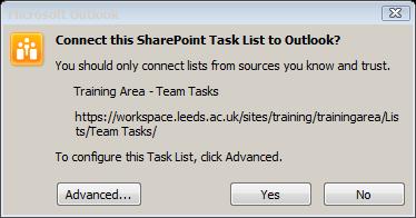 Within the SharePoint list, click the List tab on the Ribbon Click You may see a couple of messages appear on screen, examples show in Figure 2 and Figure 3 which you must