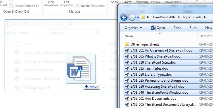 Upload Documents If you have existing documents that need to be stored in a document library, you can upload single items or it is possible to copy multiple documents into a document library.