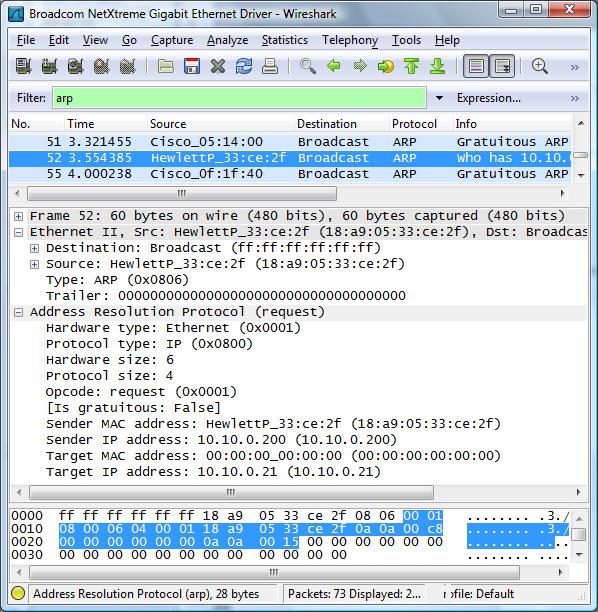 ARP relies on the fact that most link-level technologies support broadcast. Address Translation (ARP) Wireshark capture of an ARP request by 10.