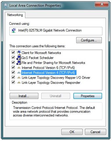 The Local Area Connection Properties window will appear.