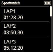 If laps are recorded, tap recorded laps. in the top right corner to display the list of all the 8.