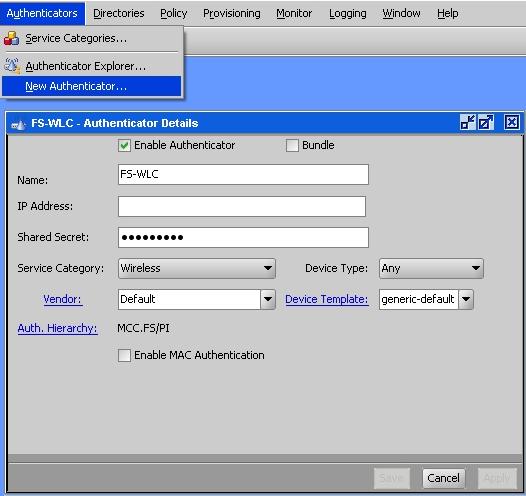 Creating an Authenticator Once your policies are set you need to set up the Authenticators The Authenticator