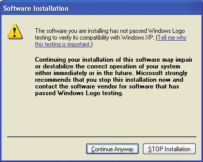 Installing the driver (Windows) fig.caution.eps If the setting in the Driver Signing Options dialog box is not set to Ignore, a dialog box like the following will appear.