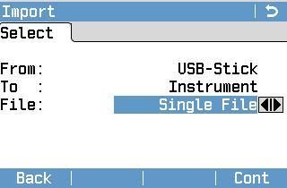 10.3 Importing Data Importable data formats For instruments fitted with a Communication side cover, data can be imported to the internal memory of the instrument via a USB memory stick.
