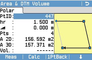 6.9 Area & DTM Volume Area & DTM Volume is a program used to compute online areas to a maximum of 50 points connected by straights.