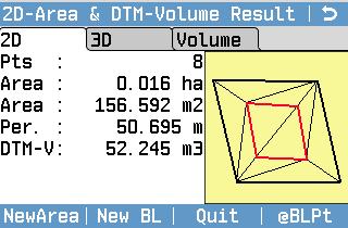 Area calculation The 2D and 3D areas are calculated automatically and displayed once three points have been measured or selected.